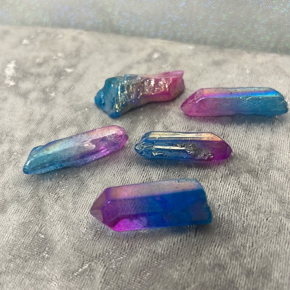 Aura quartz halo angel cotton candy crystal pink blue ombrΓ© electroplated π - Picture 13 of 16